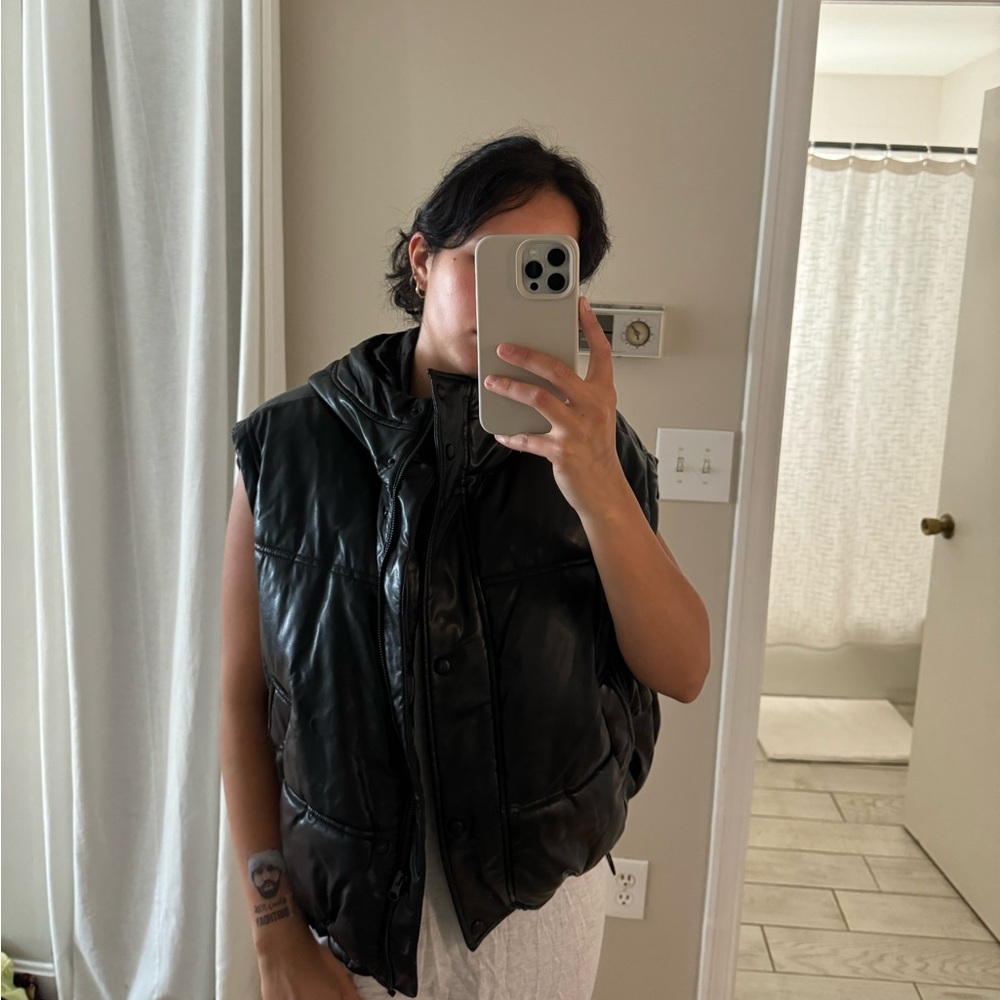 Leather puffer Vest